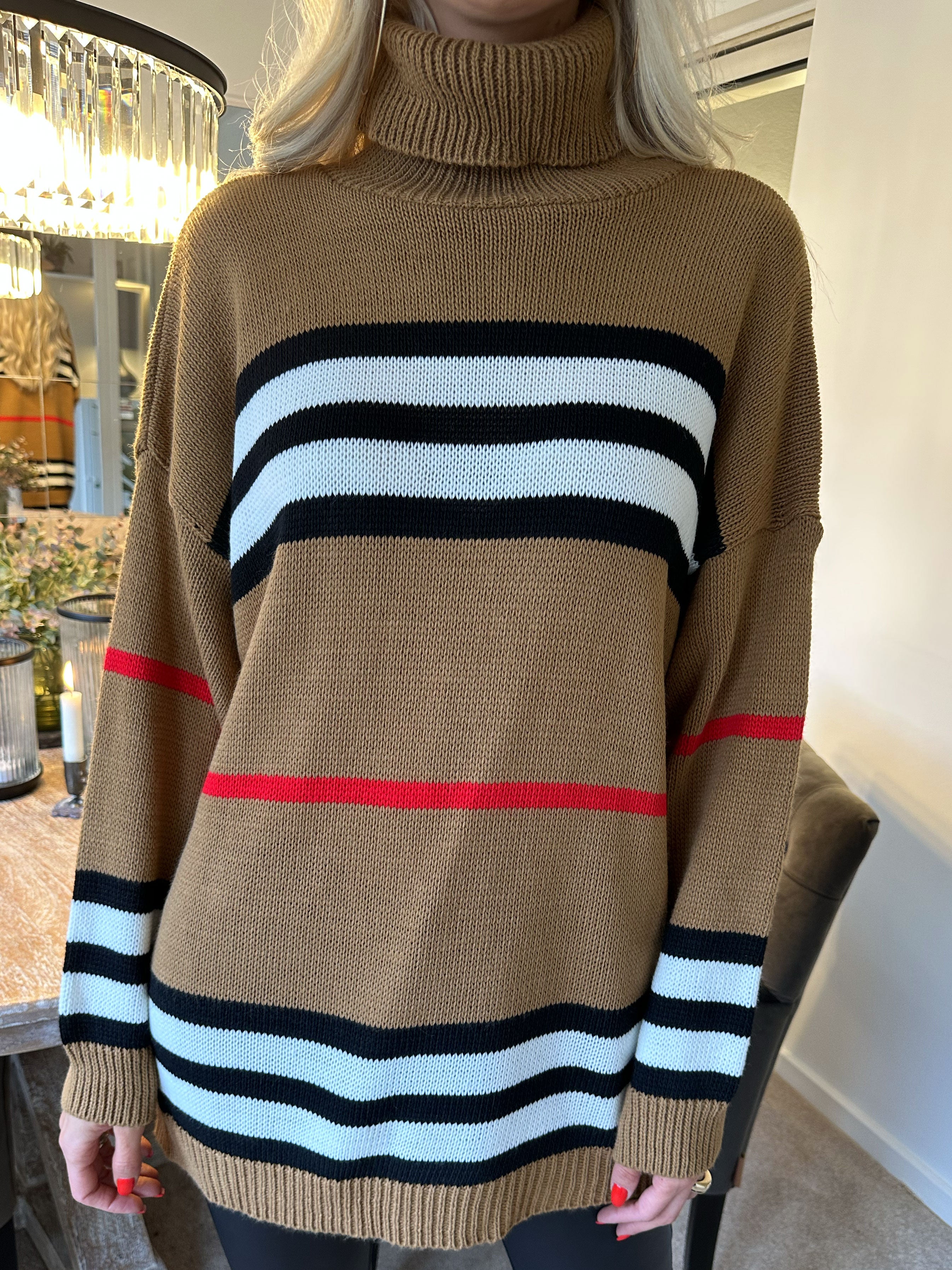 Ebba - Stribet striktrøje med krave